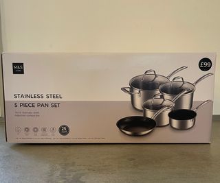 M&S Stainless Steel Pan Set box