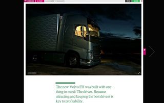 This site for Volvo FH makes great use of typography to tell a story