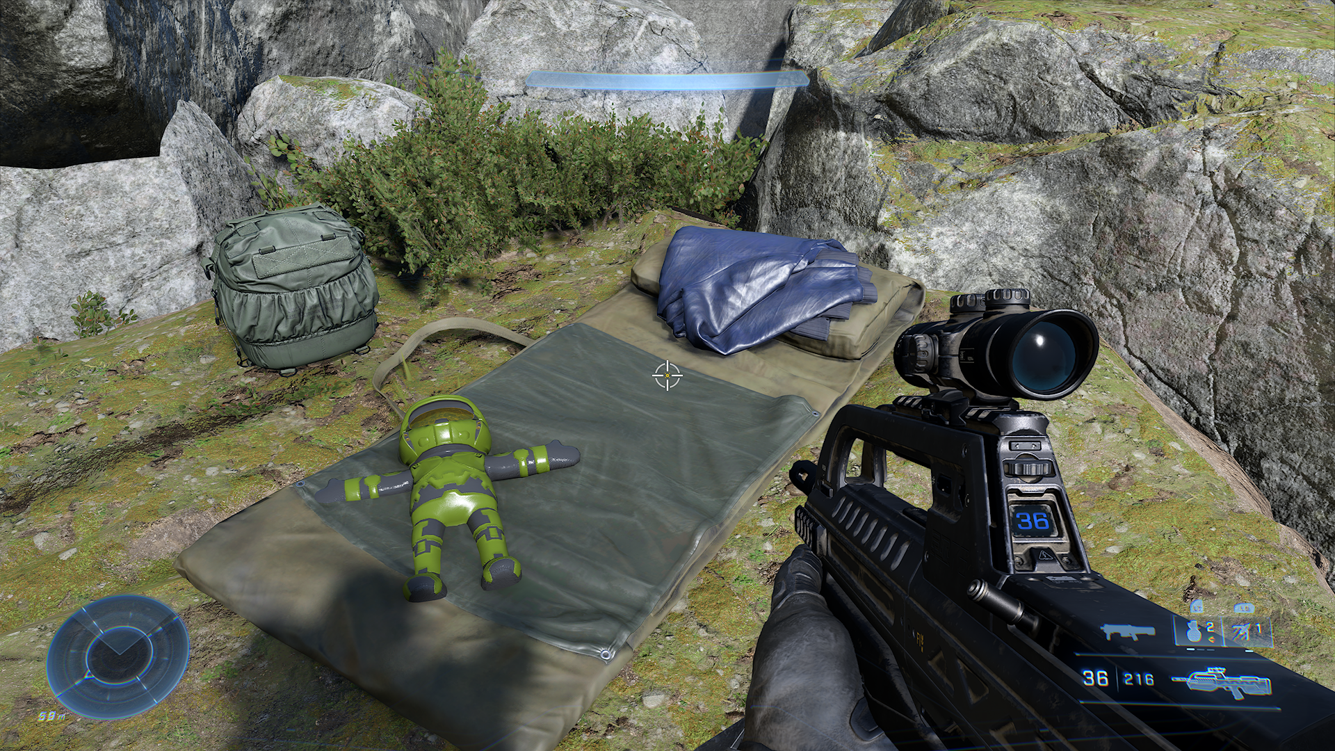 A Master Chief doll in Halo Infinite