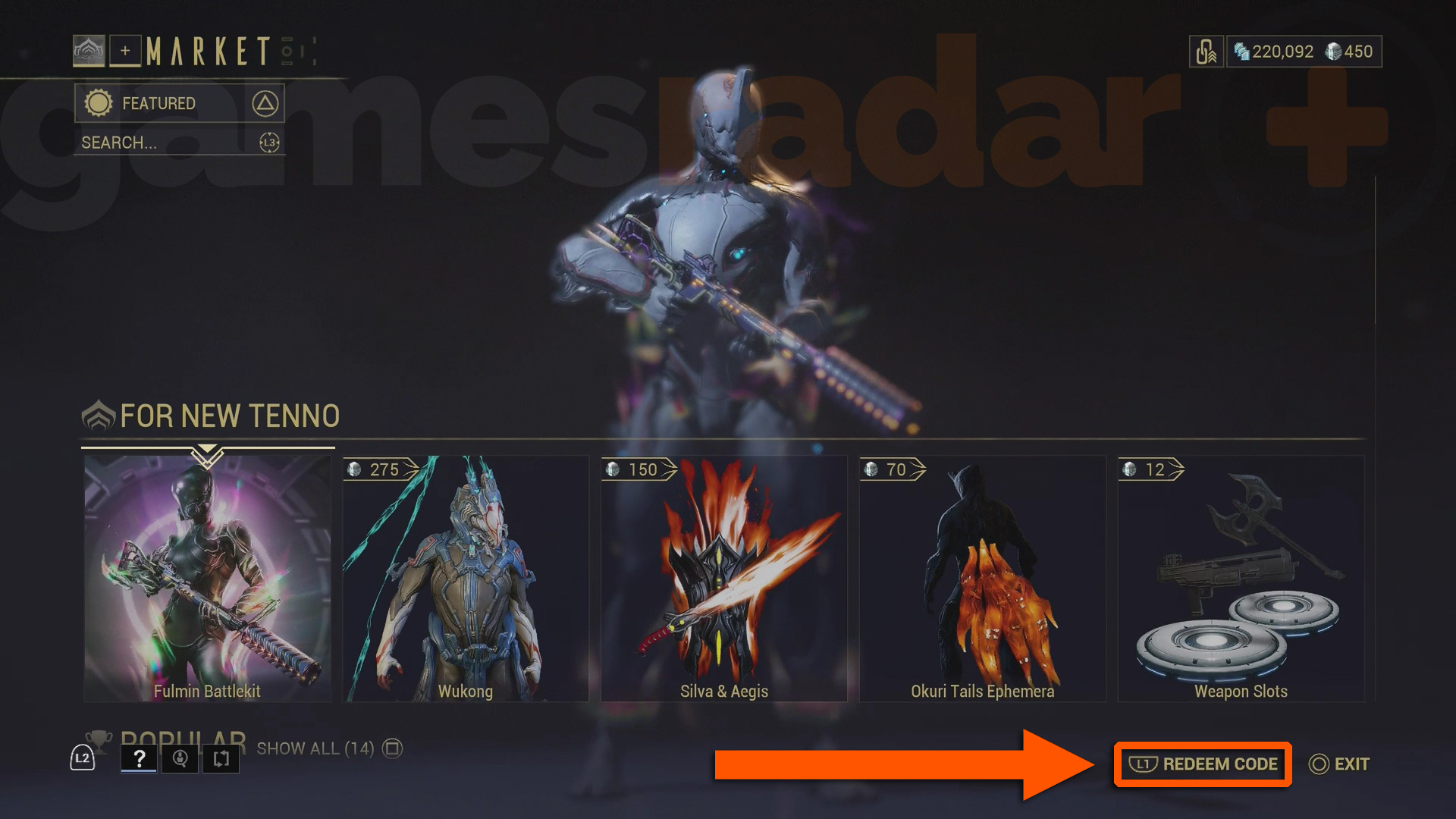How to redeem Warframe codes via the in-game Market