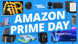 A collage of tech devices with Amazon Prime Day text in the middle