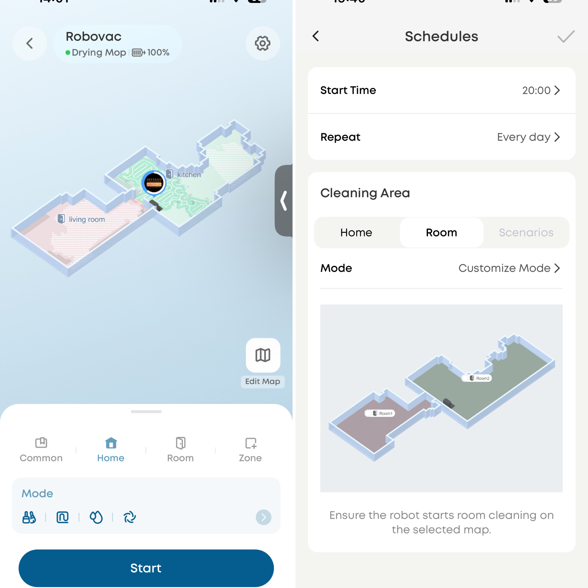 Eufy omni c28 mapping and scheduling app features