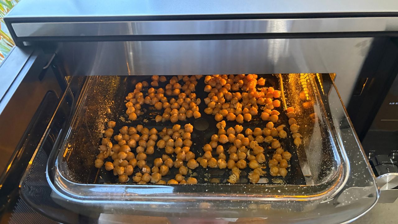 Testing the Ninja Crispi Microwave Air Fryer and Oven by roasting chickpeas