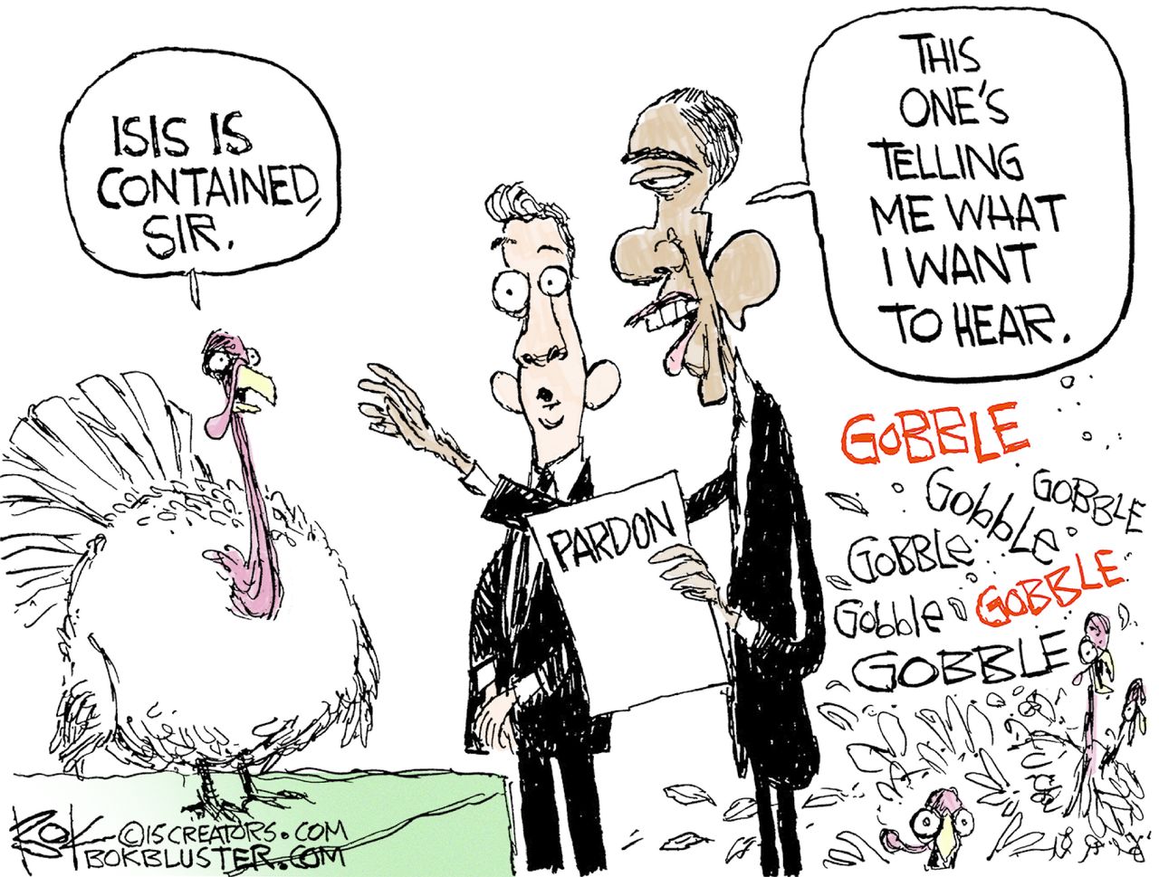 Obama cartoon U.S. Thanksgiving ISIS Intelligence