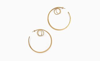 Gold hoop earrings with two smaller hoops inside