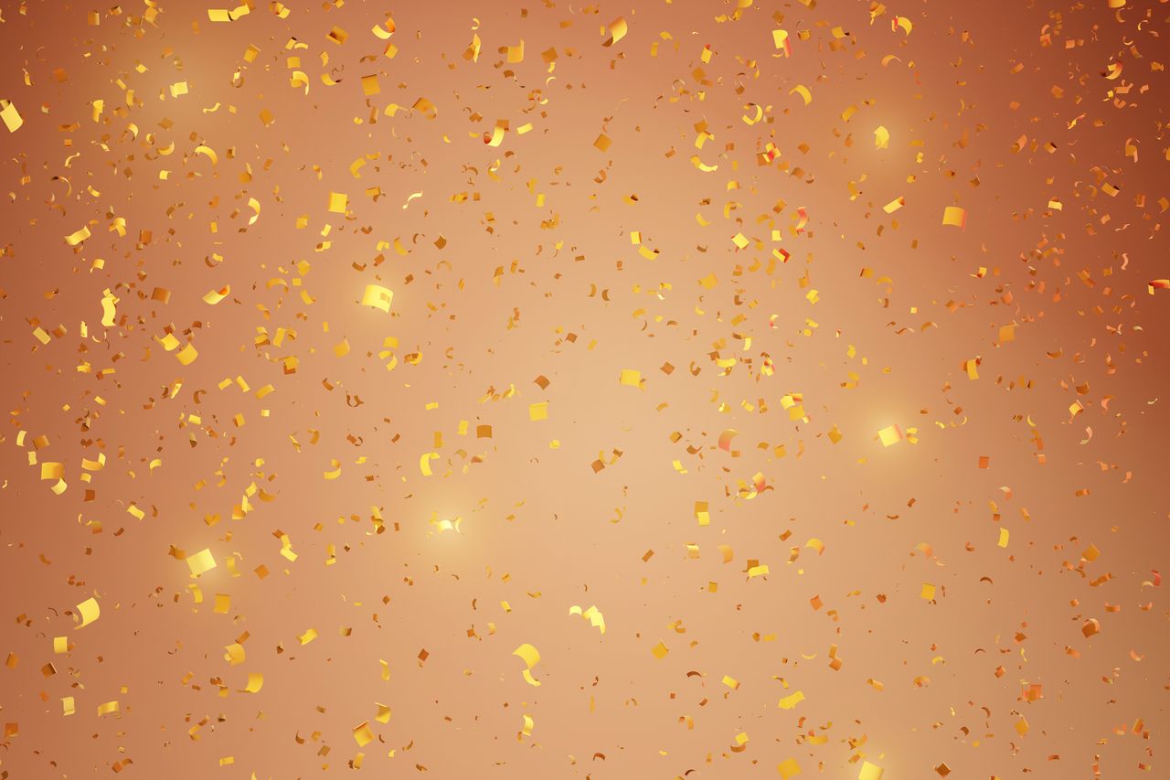 Premium Bond winners confetti golden background