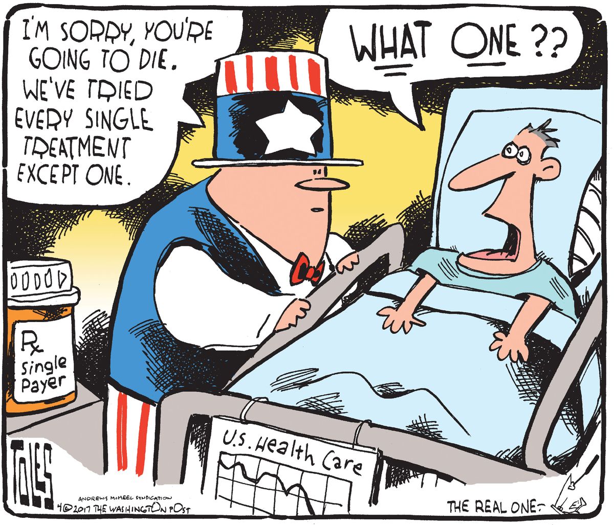 Political Cartoon U.s. Single Payer Health Care System 