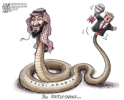 Political Cartoon U.S. Trump Mohammad bin Salman Iran Saudi Arabia oil