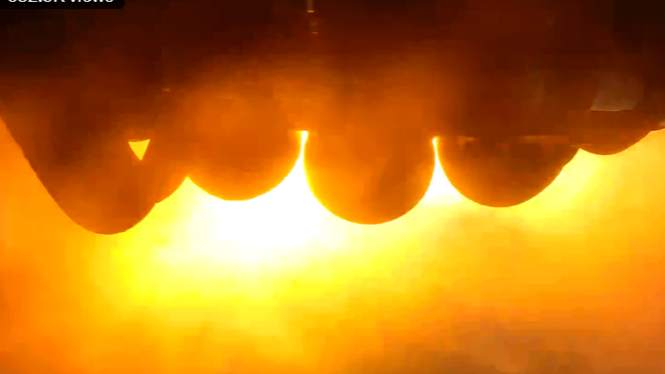Rocket engines ignite with fire