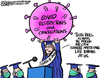 Editorial Cartoon U.S. covid college high school graduates