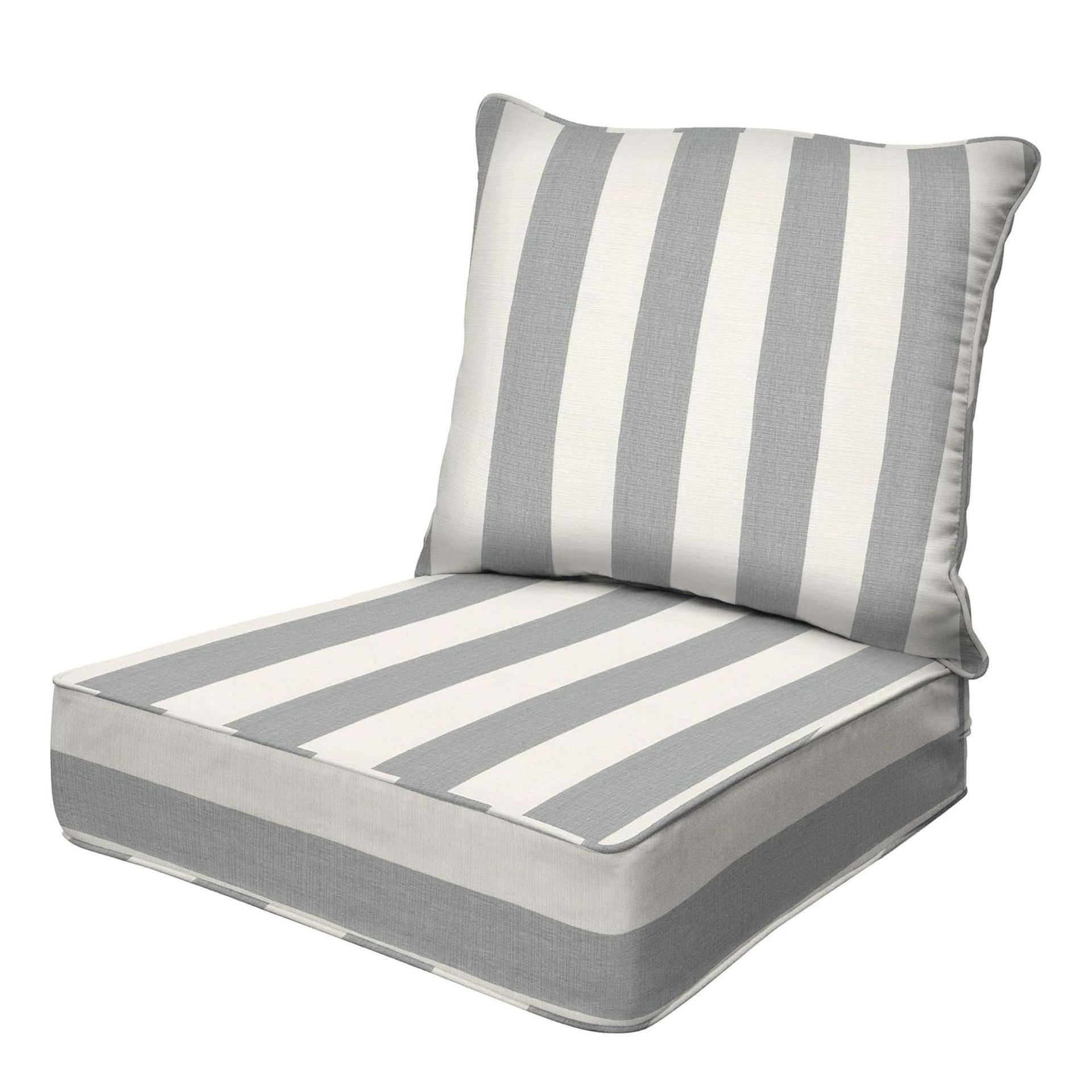 Cabana Stripe Stone Grey Outdoor Chair Cushion