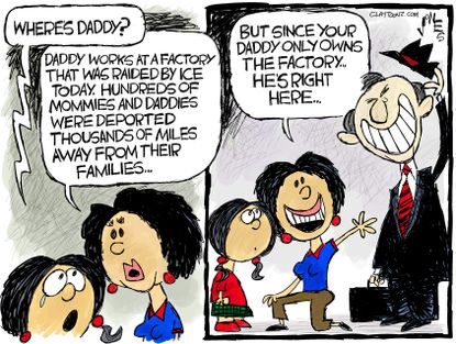 Political Cartoon ICE Raid Mississippi Factory Where's Daddy
