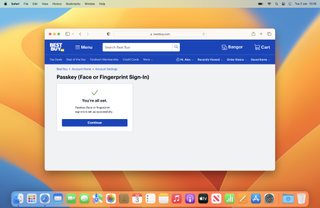 Best Buy's account page showing the successful creation of a passkey.
