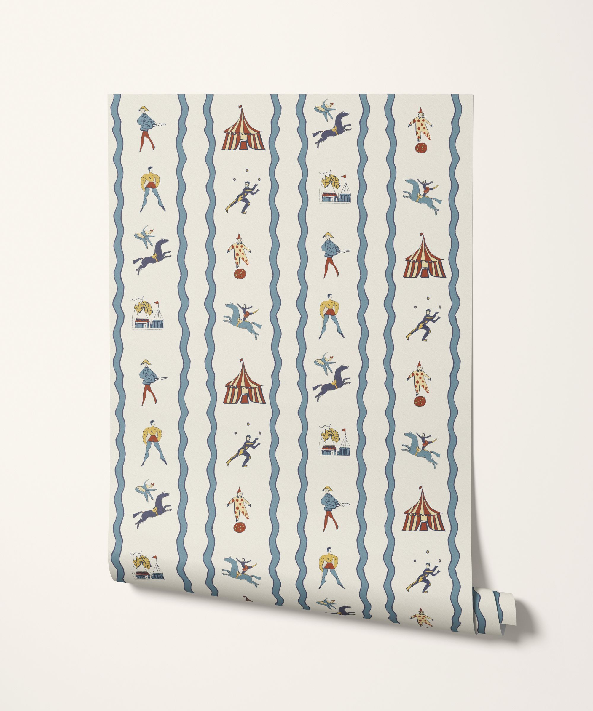 Children&#039;s wallpaper with circus character motifs