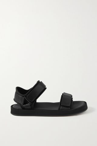 Hook and Loop Leather and Stretch Sandals