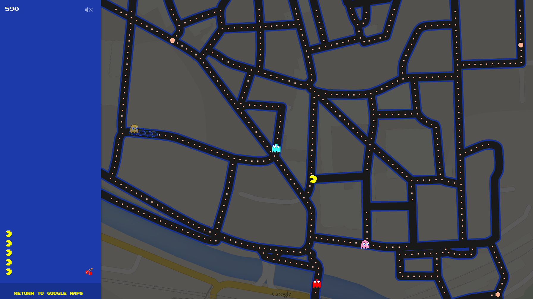 Transforme qualquer mapa do Google Maps em um jogo de Pac-Man