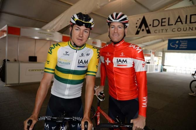 Heinrich Haussler with teammate and Swiss national champion Martin Elmiger