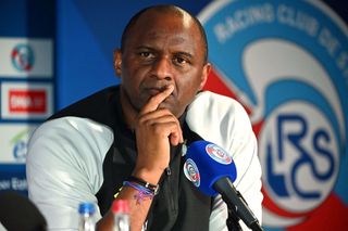 Racing Club de Strasbourg Alsace football club's newly appointed French head coach Patrick Vieira gives a press conference at the Stade de la Meinau in Strasbourg, eastern France, on July 3, 2023.