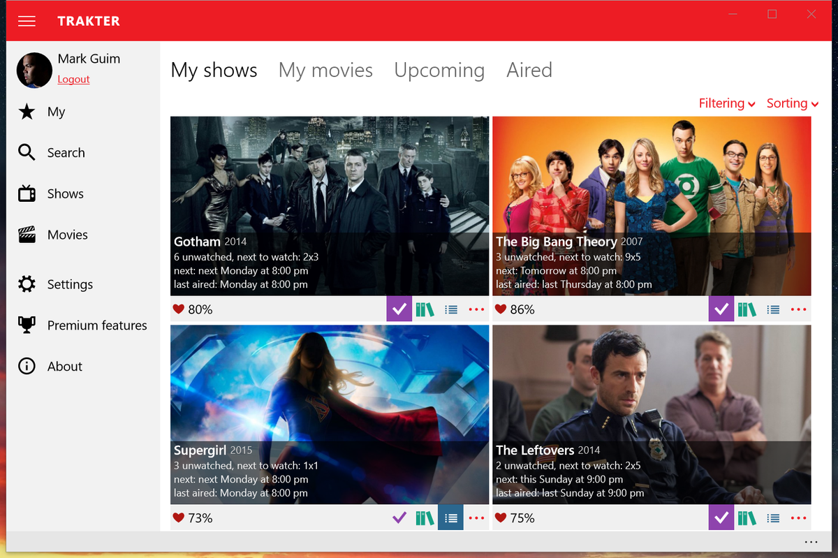 Track your TV shows & movies with Trakter on Windows
