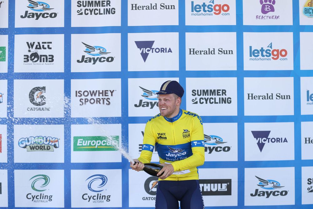 Lasse Norman Hansen (Aqua Blue Sport) celebrates defending his race lead