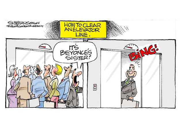 Editorial cartoon Beyonce Solange elevator