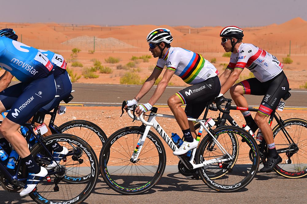 Alejandro Valverde (Movistar) in the field at stage 3 UAE Tour