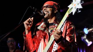 Funk bassist Bootsy Collins performs at B.B. King Blues Club & Grill for the Blue Note Jazz Festival on June 13, 2012 in New York City