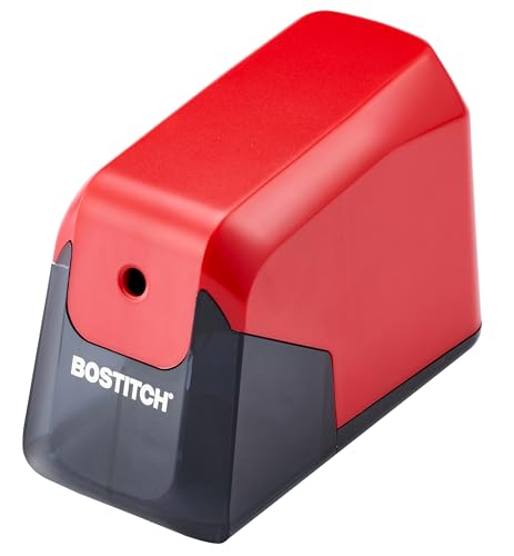 Bostitch Office Battery Pencil Sharpener, 4x Longer Cutter Life, Tip Saver Technology, Red