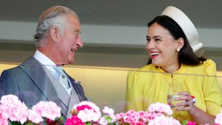 King Charles and Sophie Windsor watch the racing from the Royal Box as they attend day 5 of Royal Ascot 2023
