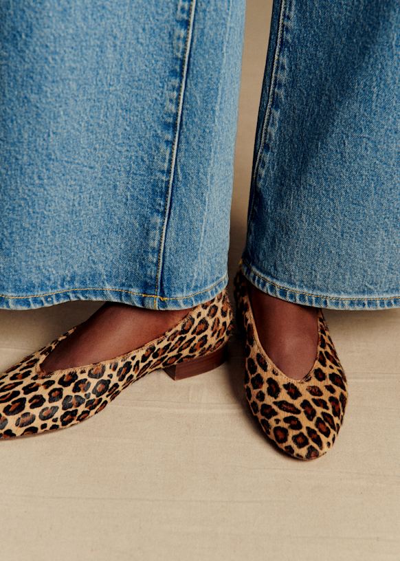Matilda Low Ballerinas - Leopard - Pony Effect Cowhide Leather - S&eacute;zane