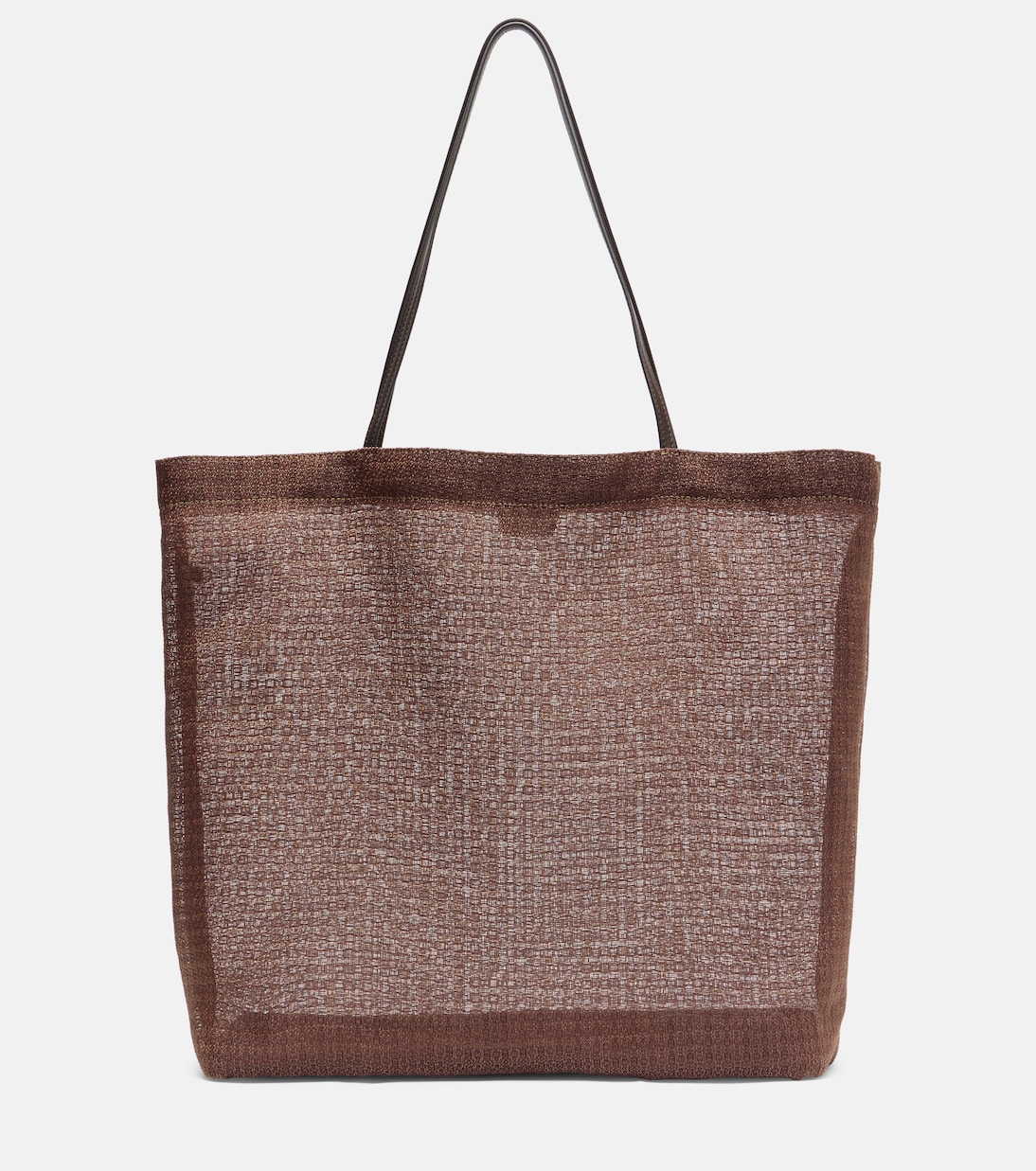 Barn Leather-Trimmed Mesh Tote Bag in Brown - the Row
