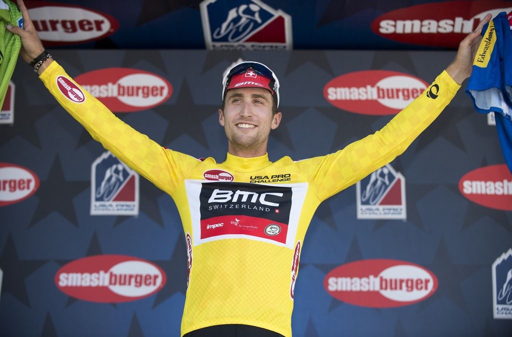 Taylor Phinney in the first yellow jersey of the race