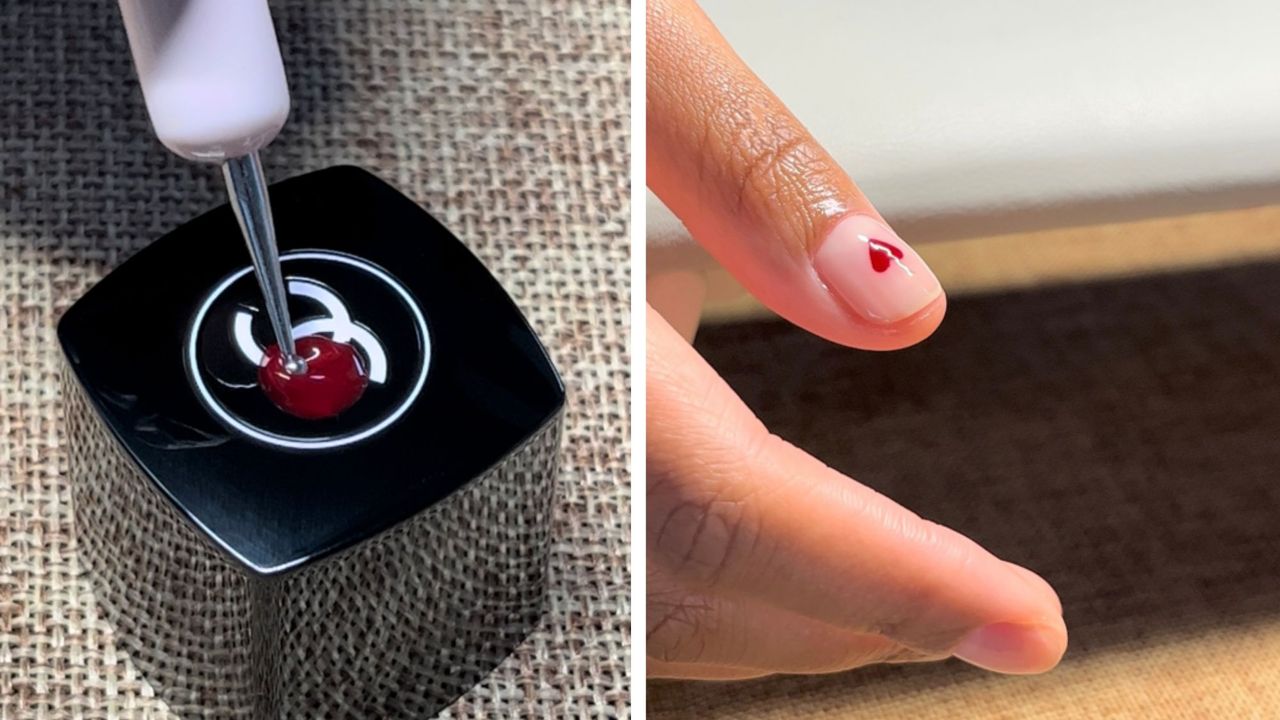 Julia painting a red heart chanel valentine&#039;s day manicure