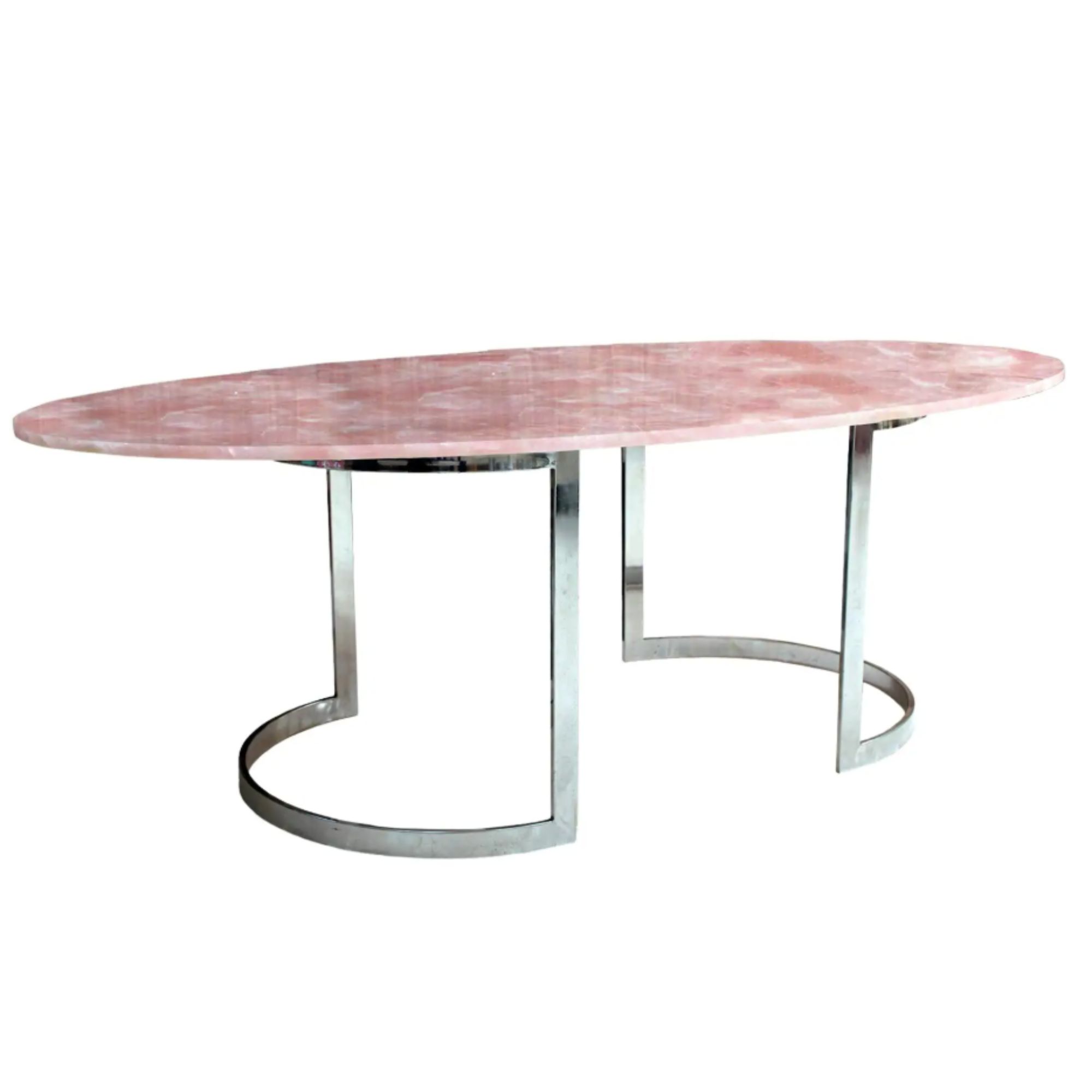 Contemporary Dining Table Made of Rose Quartz Designed by L.A. Studio