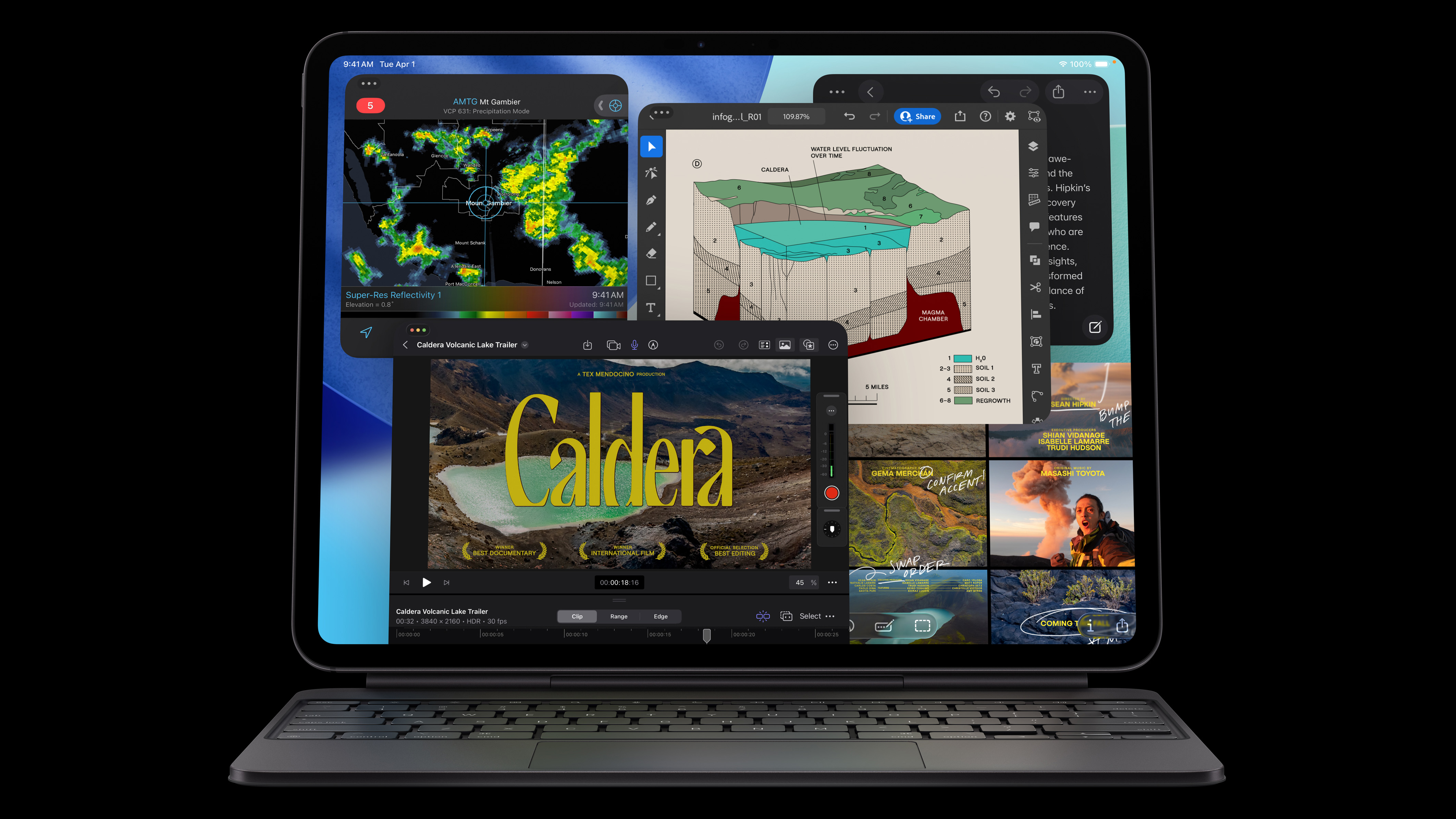 The Apple iPad Pro M5 with multiple apps running
