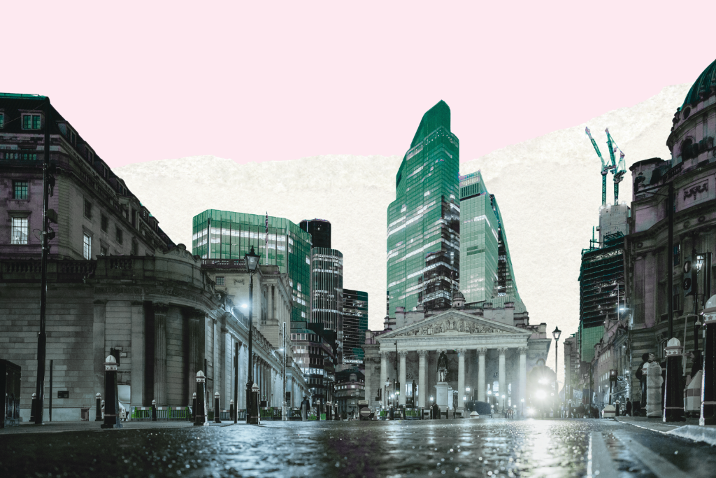 View of the Bank of England from Bank station in London
