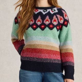 White Stuff Striped Fair Isle Jumper