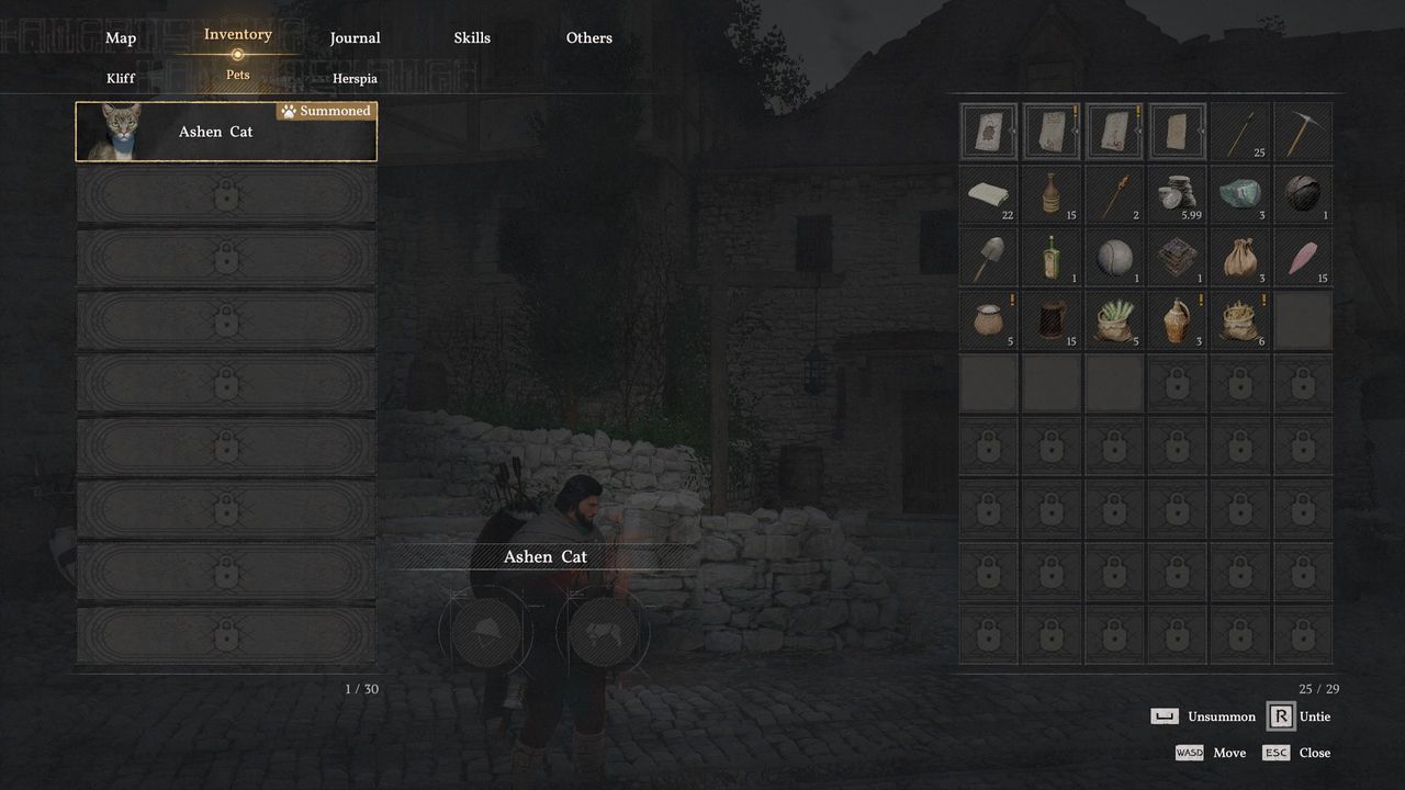 Crimson Desert pets - Pet menu