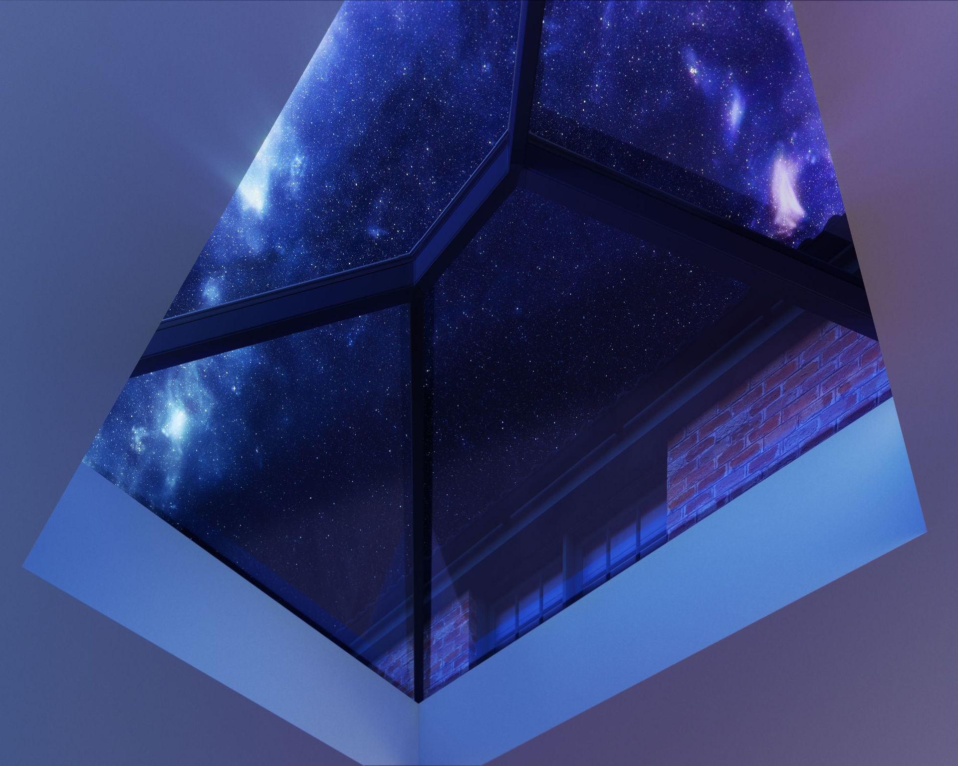 Pintu lipat Corniche dan gambar gaya hidup lentera atap apartemen putih denah terbuka dengan pemandangan