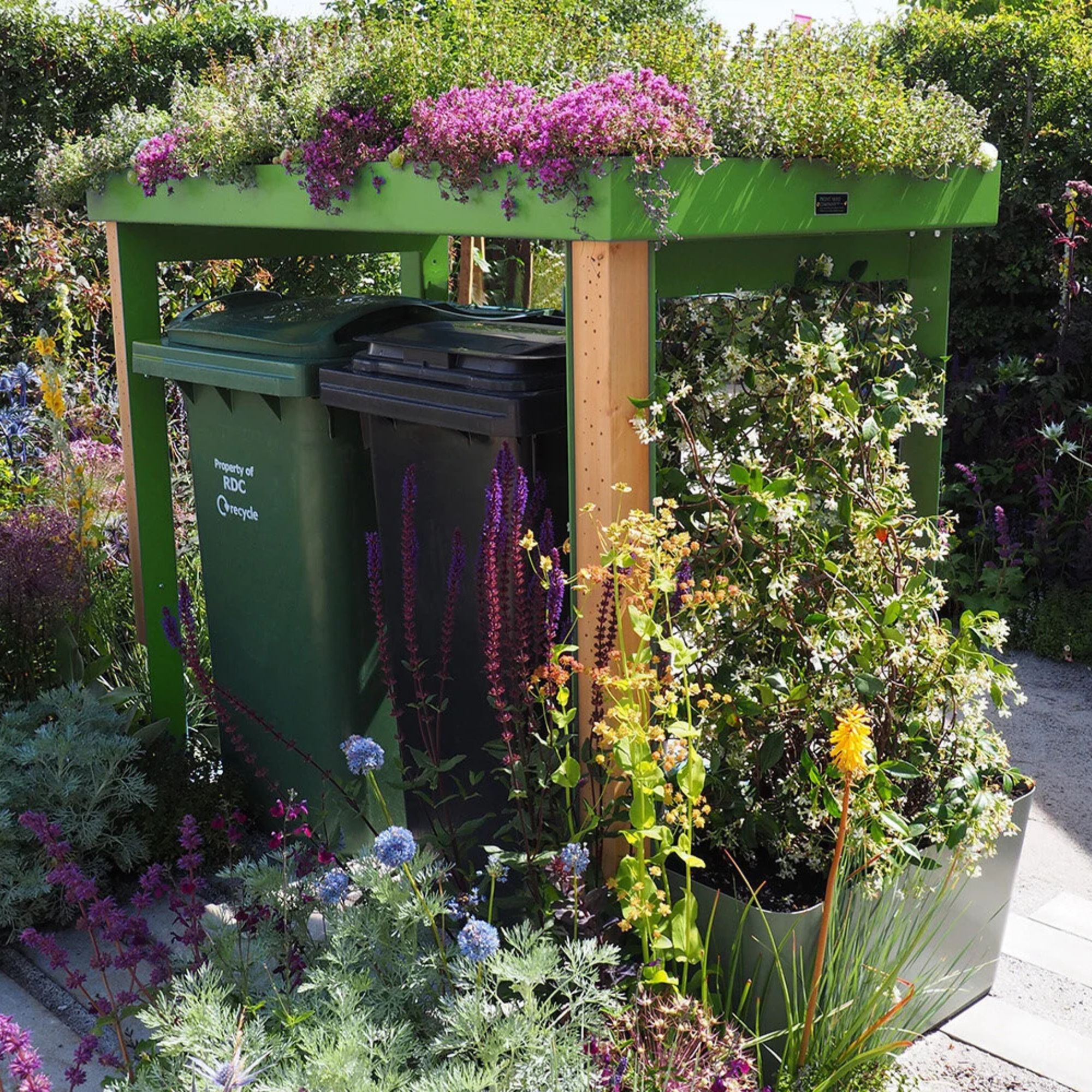 wheelie bin storage with green roof Front Yard Company