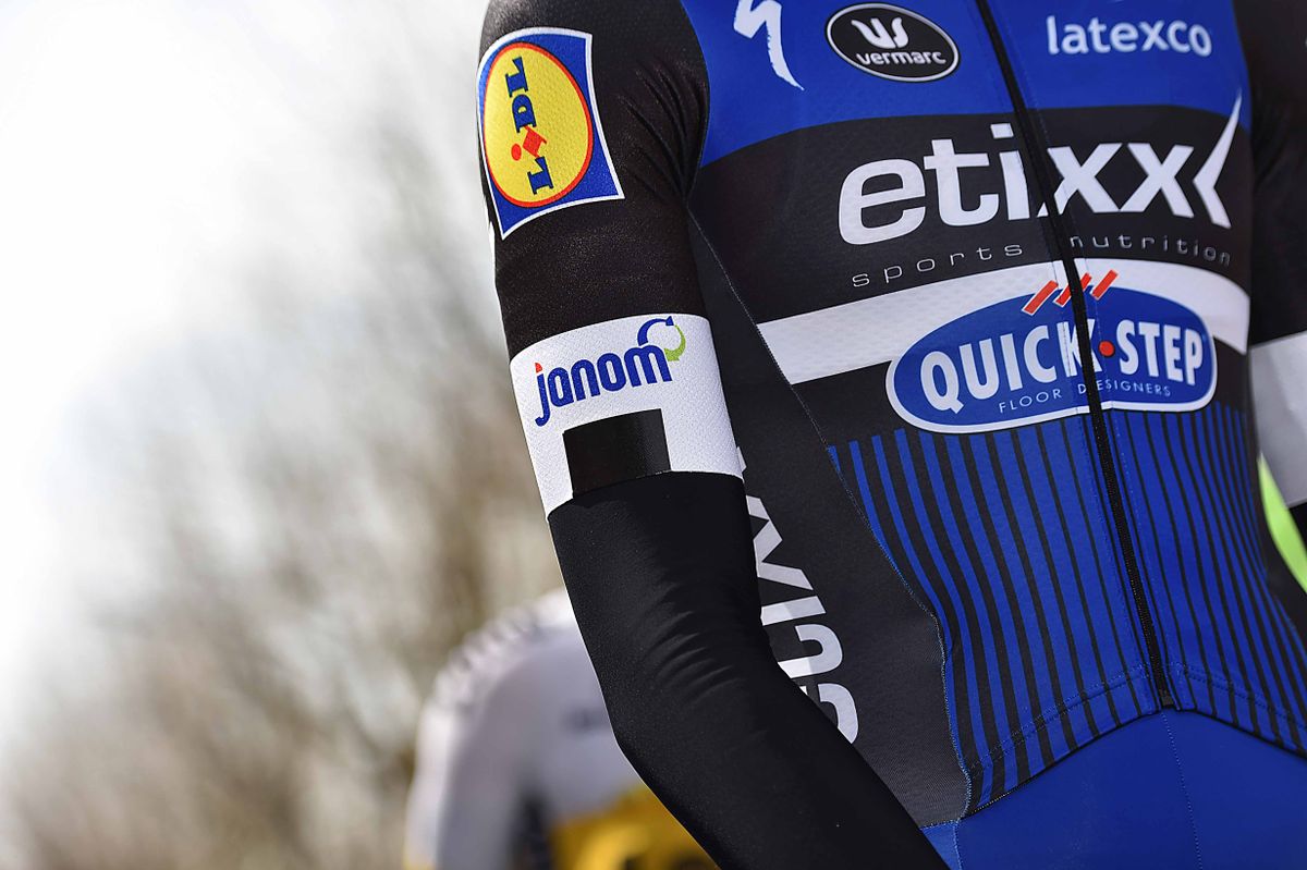 The Etixx-Quickstep riders wore black armbands after the Brussels bombing