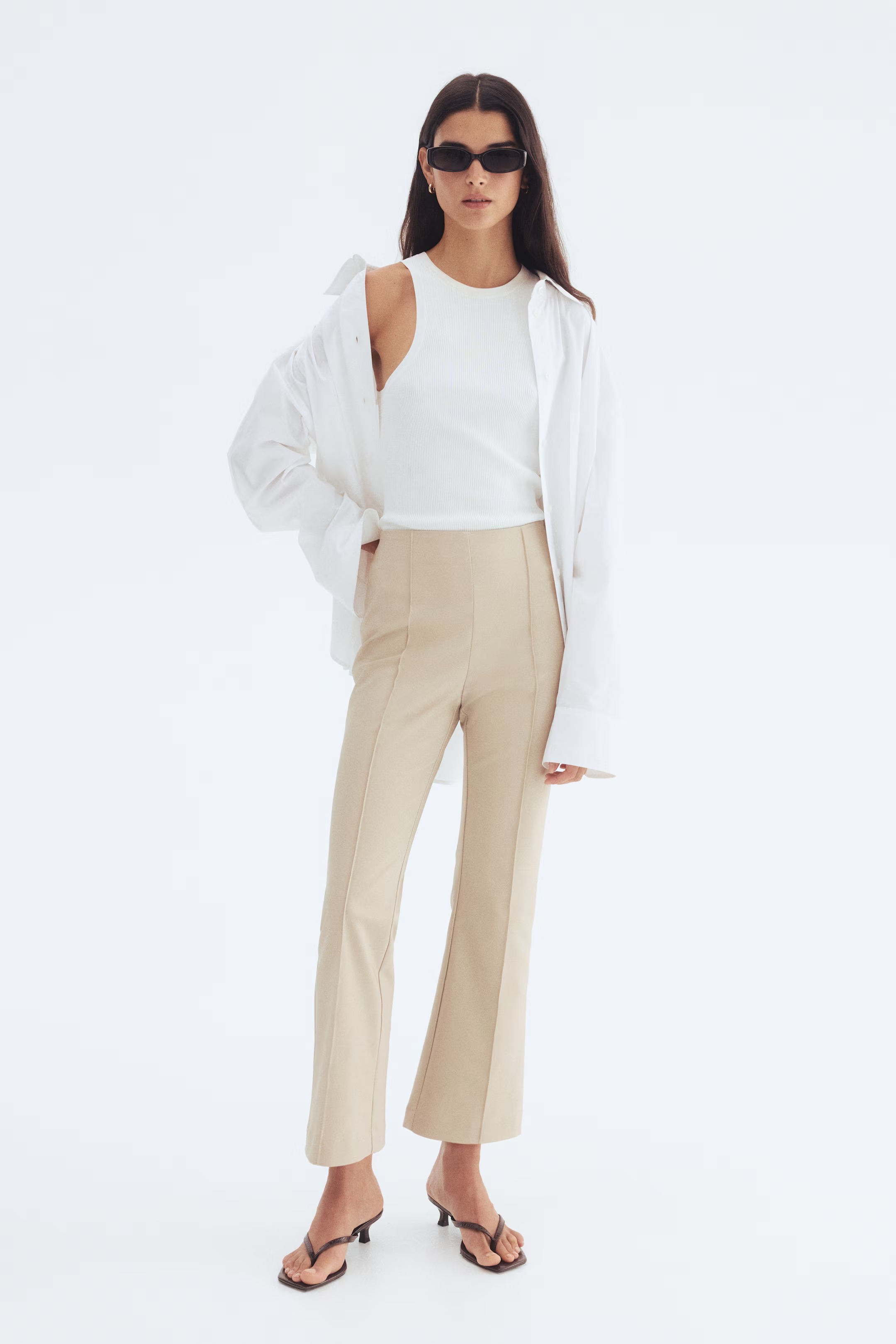 H&amp;amp;M, Flared Crease-Front Pants