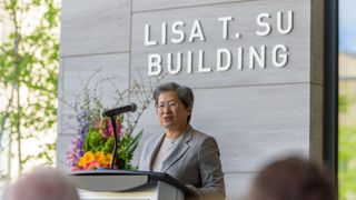 Dr. Lisa Su in front of the Lisa T. Su Building.