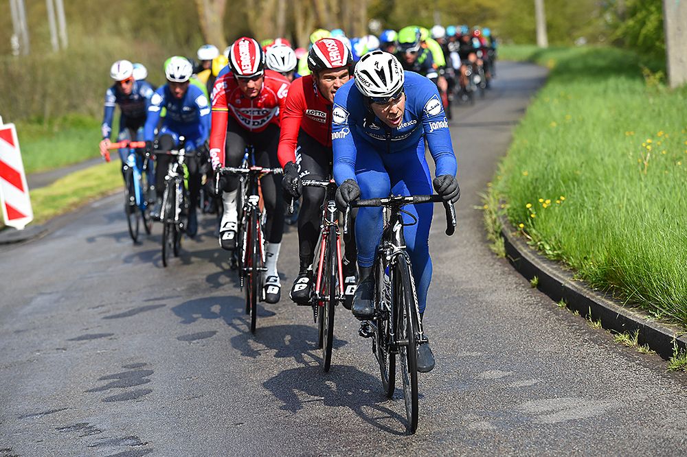 Julien Vermote leading the field at Liege-Bastogne-Liege