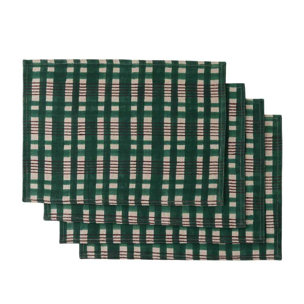 Musetta Green Table Linens - 4 Placemats