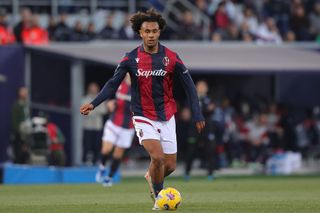 Joshua Zirkzee of Bologna FC in action during the Serie A TIM match between Bologna FC and Atalanta BC at Stadio Renato Dall'Ara on December 23, 2023 in Bologna, Italy