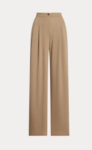 Lauren Pleated Stretch Jersey Wide-Leg Pant