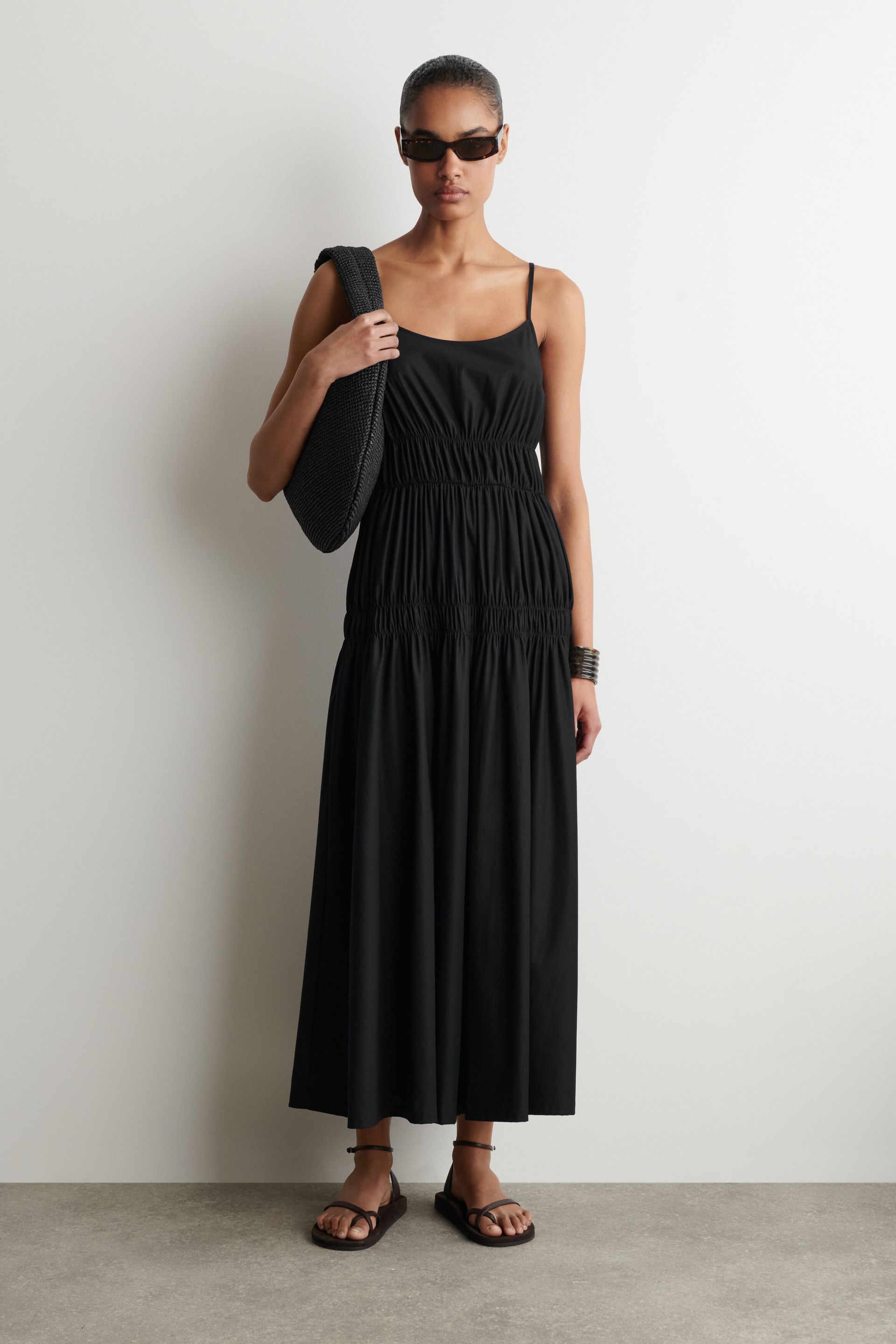 Gathered Jersey Midi Dress