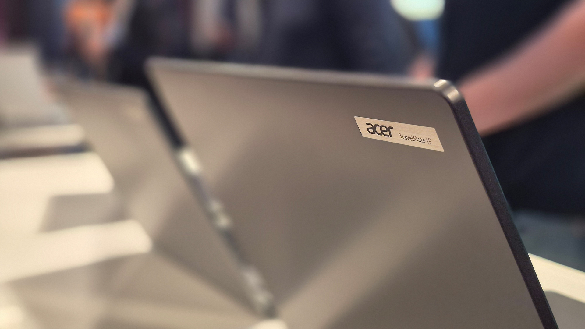 Silver-colored Acer TravelMate P2 laptop chassis. 