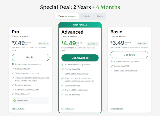 ExpressVPN&#039;s 2-year membership tiers